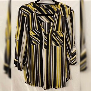 TORRID Black & Yellow Striped Blouse